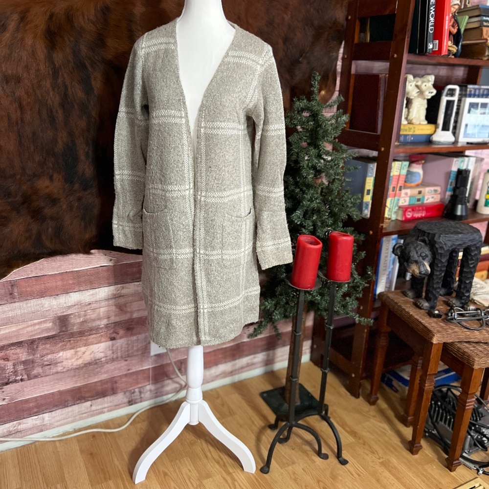 Apt 9 Plaid Long Open Front Cardigan Sweater Size Small